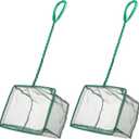 Pawfly Aquarium Fish Net with Braided Metal Handle Square Net with Soft Fine Mesh Sludge Food Residue Wastes Skimming Cleaning Net for Fish Tanks Small Koi Ponds and Pools, 2 Pack