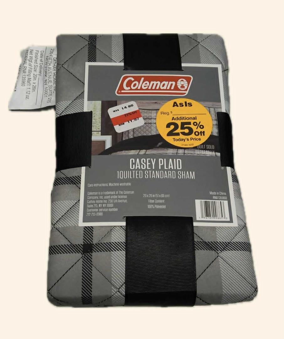 COLEMAN Casey plaid 1 quilted standard sham(20x26inch)