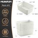 Plastic Storage Baskets 6 Pack Sturdy Storage Organizer Basket Woven Plastic Storage Bins for Shelves,Closet,Countertops, Desktops, Cabinets and Badrooms,Saving Storage, Stylish Design,White