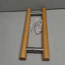 Glass Door Handle 304 Solid Connector, Wood Handle For Sauna Room, Double Sided Push Pull Handle Beech Wood Door Pull, H Shape Door Handle Bar (Wood color(Straight connector), Length 12 inch)