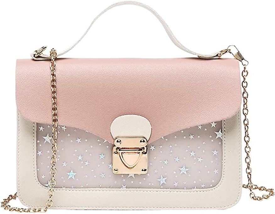 Girls Chain Shoulder Bag, Princess Handbag With Detachable Three-Layer Mezzanine - Birthday Gift (Stars Pink)