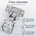 HOSOM 10 Pack 1-1/4" Overlay Soft Close Cabinet Hinges, 105 3-Way Adjustable, Nickel Finish, Steel Material, Modern/Contemporary Style