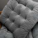 ELFJOY Rocking Chair Cushion Large Rocking Chair Pads with Ties Premium Tufted High Back and Seat Cushion 2 Piece Set Grey