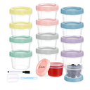 12pcs 4 oz Plastic Containers with Screw Lids, Reusable 1/2 Cup Small Food Storage Containers, Leakproof, Microwave Dishwasher Freezer Safe, with Pen and Brush