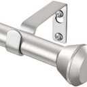 Heavy Duty Curtain Rod 66 to 120 Inch, HOTOZON Curtain Rods for Windows, Decorative Single Drapery Rod with Diamond Finials, Silver