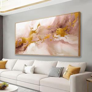 Abstract Wall Art Gold and Pink Modern Artwork Wall Decor Art Framed Canvas Abstract Painting Suitable for Bedroom Office Living Room Kitchen Canvas Print Aesthetic 24x48 Can Be Hung (24L" x 48W")