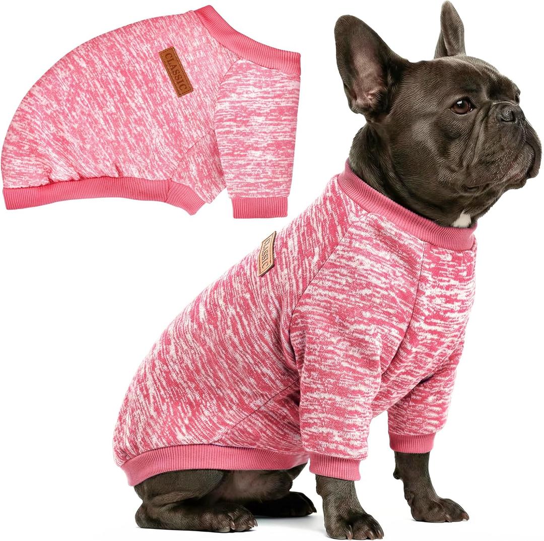 1 Pc Dog Sweaters for Small Dogs Girl Boy Winter Fleece Clothes Warm Soft Dog Sweatshirt Outfit for Dogs Cats Pet Apparel (Pink, L)