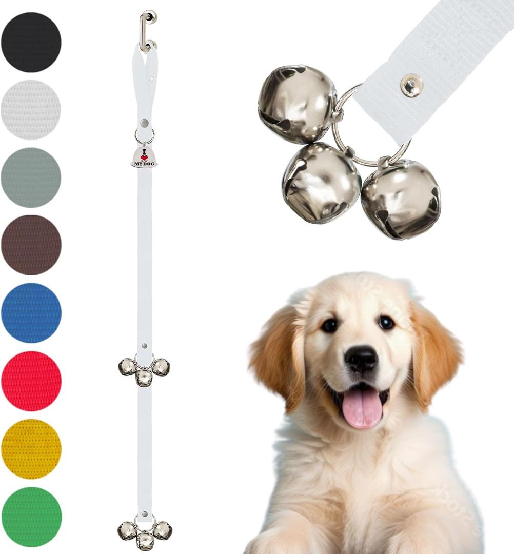 Caldwell's Pet Supply Co. Dog Potty Bells, Dog Door Bell, Bells to Go Outside, Potty Training Bell, Dogs Doorbell, Dogs Potty Doorbell, Ring to Go Pee, All Breed Puppy Training Tool (White)