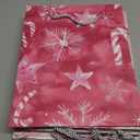 Hillban 12 Pcs Pink Christmas Medium Gift Bags with Ribbon Handles Christmas Holiday Goody Treat Bags Bulk with Xmas Prints for Xmas New Year Winter Party, 9 x 7 x 4 in