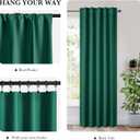 RYB HOME 100% Blackout Short Curtains for Small Window, Thermal Insulated Noise Reducing Back Tab Curtains for Nursery Bathroom Basement, 42 inches Wide by 30 inches Long, Dark Green