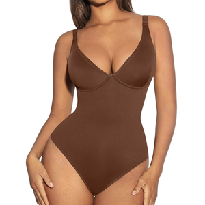 FeelinGirl Shapewear Bodysuits for Women Tummy Control Body Suits Deep V Neck Thong Body Shaper M