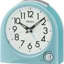 SEIKO QHE204LLH Dome Non Ticking Bedroom Alarm Clock, Blue, 4.6 x 4.5 Inches