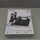 Panasonic Corded Phone/Cordless Phone with Answering Machine, Advanced Call Block and 2-Way Recording, 2 Handsets Expandable up to 6 Cordless Handsets - KX-TGF852B (Black)