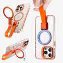 for iPhone 16 Pro Max Case Slim Clear with Silicone Lanyard and Ring Stand Compatible with Mag Safe, 16 Promax Military Grade Shockproof Cover Hard Protective Thin Bumper Women Men Orange