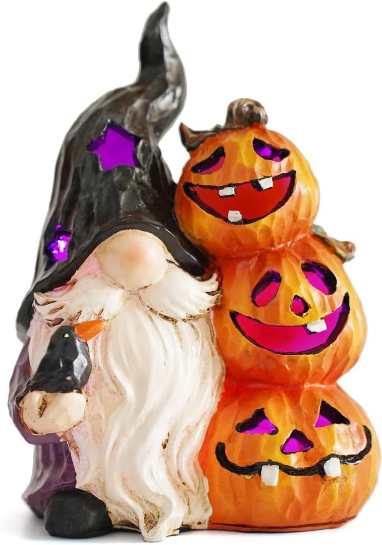 Hodao Halloween Gnome Pumpkin Exquisite Fall Swedish Elf Dwarf Figurines-Table Gnomes Pumpkin Decorations for Indoor Home Decor-Perfect Addition to Your Halloween Decor (Color 1)