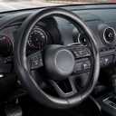 SEG Direct Car Steering Wheel Cover Universal Standard-Size 14 1/2"-15" Leather with Carbon Fiber Pattern Black