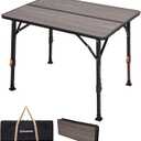 KingCamp Folding Camping Table, Ultralight Portable Folding Fiber Glass Camp Table with Adjustable Height, Heavy Duty Aluminum Legs & Carry Bag for Outdoor, Picnic, Beach, Party, BBQ (2-4 People), 31.5''x23.6'', M