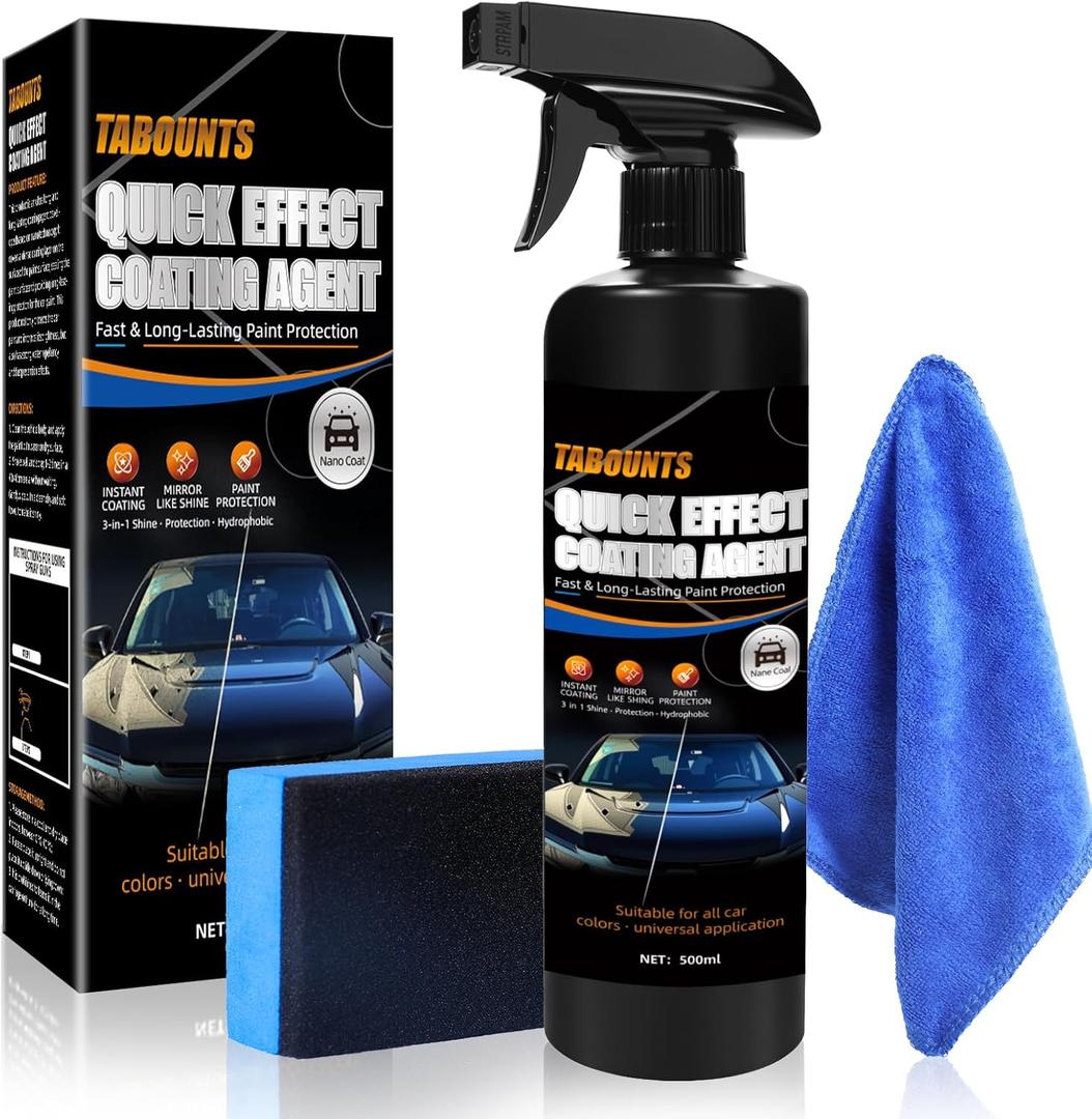 500ml Quick Effect Coating Agent for Car - 2026 Upgrade Car Coating Spray, Scratch Repair, Oil Film Removal,Helps Refresh Exterior Gloss & Reduce Surface Buildup (Silver)