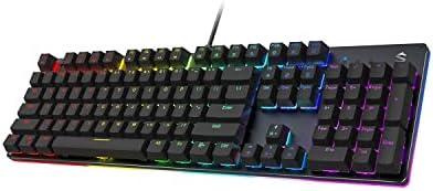 Black Shark RGB Mechanical Gaming Keyboard LED Backlit Wired Keyboard with Red Switches, Fully Programmable, Anti-Ghosting 104 Keys for Desktop PC, Sixgill K2