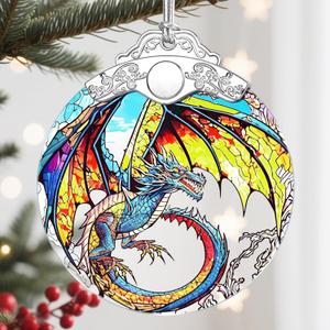 Christmas Ornament, Christmas Decoration, Stained Glass Ornament, Heirloom Keepsakes, Holiday Ornaments, Holiday Presents, Unique Xmas Gifts, Gift Exchange Ornaments, Gift Idea - Dragon