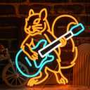 Squirrel Guitar Neon Sign for Wall Decor Beer Bar Guitar Neon Light, USB Powered Orange Squirrel Music Led Light Sign for Bar Live Music,Man Cave,Home, Party,Office, Bedroom