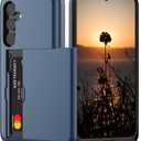 Nvollnoe for Samsung S24 Case with Card Holder Dual Layer Heavy Duty Protective Case Hidden Card Slot Slim Wallet Case for Samsung S24 6.1''(Blue)