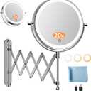 Famihomii 5X/20X Wall Mount Magnifying Mirror with Light, Rechargeable Double Sided Magnification, 4000mAh Battery, Type-C Cable, Touch Dimmable, for Home, Bathroom, Cloakroom, Housewarming Gifts