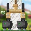 Hose Splitter 2 Way Heavy Duty, Full Flow Garden Hose Splitter with 2 Long Metal Handles, Brass Rust and Freeze Resistant Water Hose Bib Splitter, T Adapter Connector with 3/4 - Inch GHT ThreadBlack