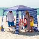 AMMSUN Beach Cabana, 6.2'6.2' Beach Canopy, Easy Set up and Take Down, Cabana Tent with Sand Pockets, Instant Sun Shade with Side Wall, Siesta Stripe