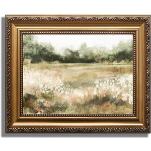 KBKBART Gold Framed Vintage Wall Art, Vintage Watercolor Wildflower Countryside Canvas Oil Painting Farmhouse Decor Wall Art, Rustic Antique Landscape Bathroom Wall Decor for Bedroom Living Room, Gifts for Friends or Family(12"x16")
