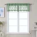 Lecloud Wasa Sage Green Sheer Valance for Windows 14 Inch 2 Panels, Short Curtains for Small Windows, Voile Jacquard Textured Kitchen Cafe Valance, Bedroom Living Room Decor Curtains, 42 W x 14 L