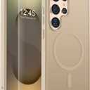 SUPFINE Magnetic for Samsung Galaxy S25 Ultra Case with Screen Protector, (Compatible with MagSafe) (Military Grade Drop Protection) Slim Translucent Shockproof Phone Case,Pink Gold