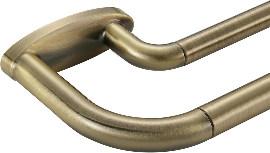 Double Curtain Rods Antique Bronze,Room Darkening Drapery Rod for 48-84 Inches,Adjustable 3/4 Inches Front and 5/8 Inches Back Quality Metal Rod for Window,Wrap Around Design