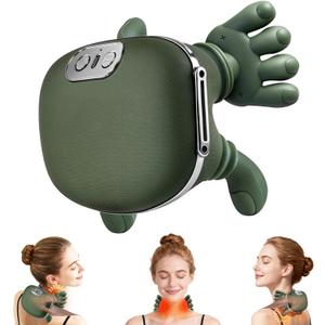 Omumax Neck Massager with Heat, Cordless Human-Like Massage, Green | Neck Massager with 2 Heat Levels & 10-Min Auto Shut-Off, Pain Relief for Neck & Shoulders at Home, Office or Before Sleep