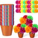 36 Pcs Mexican Table Decorations Centerpieces Fiesta Pots with Marigold Flower for Halloween Day of The Dead Party Tables Decorations