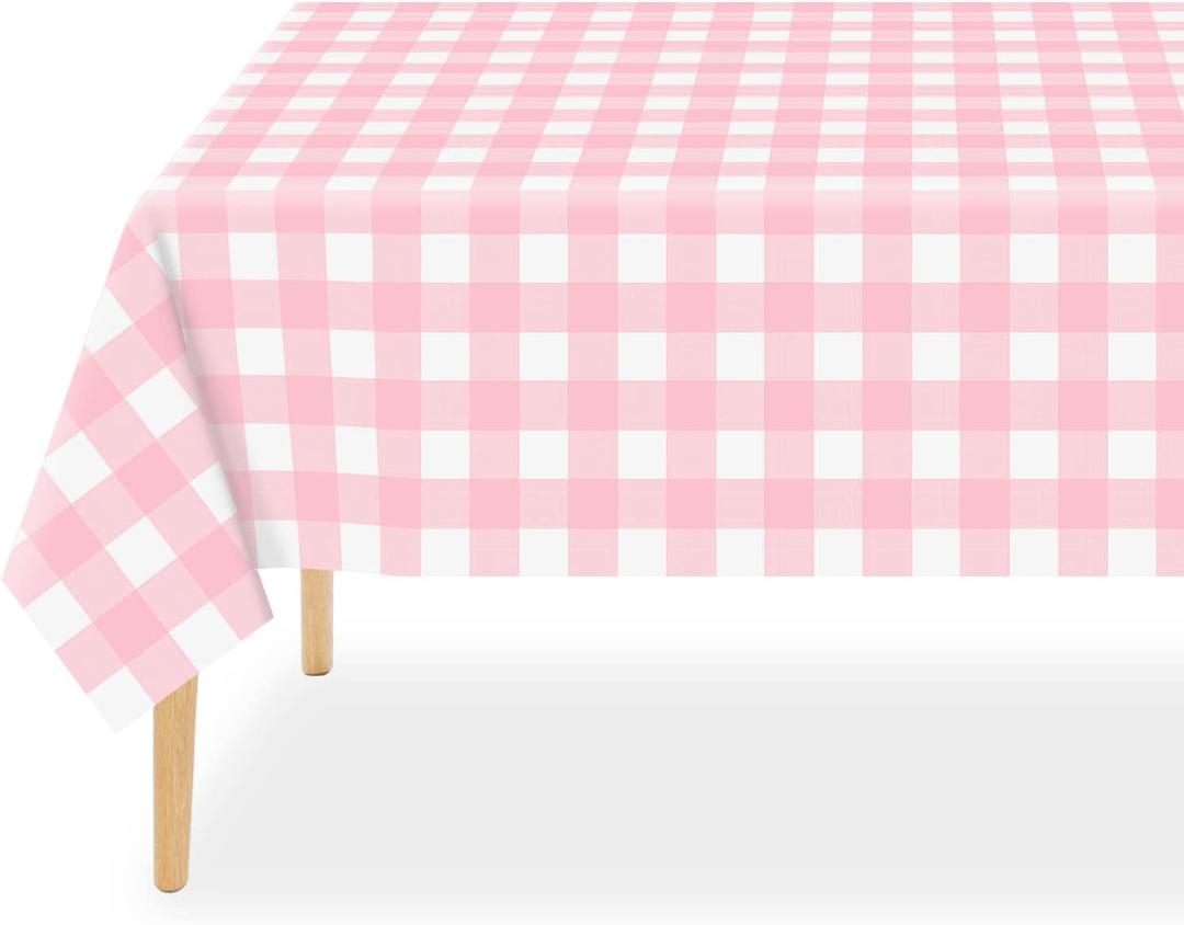 Pink Plaid Table Cloth Picnic 56x84