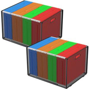 MaxGear Hanging File Organizer Box, Metal Mesh File Folder Storage Box for Letter Legal Size, Black Filing Box for Hanging File Folders, Hanging Folder Organizer for Desk, Office, School, Home, 2 Pack