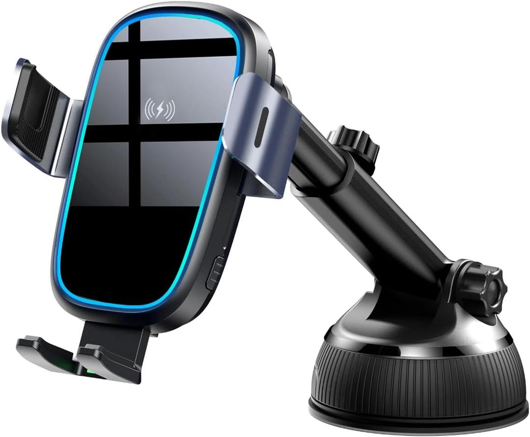 Generic Car Drive Smarter - 15W Fast Charging Phone Holder 15W Fast Charging Phone Holder for 15/14/13/12/11 Pro Max, Samsung S23/S22/S21/S20 Note 20, Google Pixel, LG, Black