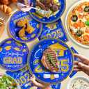 2 x 2025 Graduation Plates and Napkins ,Blue and Gold Class of 2025 Congrats Tableware,Disposable Luncheon Plates & Cocktail Napkins for Graduation Party Decorations,Serve 30