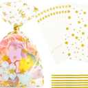 100 Pcs Cellophane Treat Bags,4 X 6 Inches Clear Cellophane Bags,100 Twist Ties,for Gift Wrapping,Packaging Candies,Dessert,Bakery, Cookies, Chocolate,Party Favor, Gold Star Printed