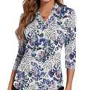 Soneven Womens 3/4 Sleeve Shirt UPF 50+ Moisture Wicking Golf Polo Shirt for Casual Work , Small