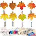 gisgfim 16 Pack Fall Wind Chime Kits for Kids Make Your Own Maple Leaves Wind Chime Wooden DIY Arts and Crafts for Thanksgiving Autumn Party School Classroom Decorations Supplies Birthday Favor