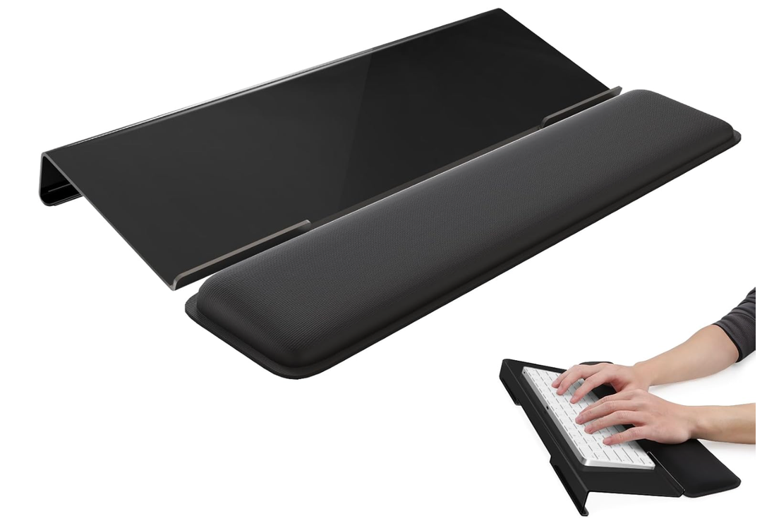 Laborio Computer Keyboard Wrist Rest Stand for Desktop, Keyboard Holder for Easy Typing with Wrist Pad for Office Desk, Home, School (Black)