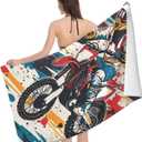 Dirt Bike Beach Towel Motocross Sports Sand-Free Microfiber Bath Towel Ultra Soft Quick Dry Pool Towel Absorbent Towel Lightweight Towel Gifts for Outdoor Bathroom Swimming Decor 31inx51in