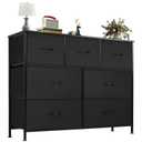 CONCETTA 7 Drawer Dresser for Bedroom, Tall Chest Organizer with Fabric Bins, Steel Frame, Black