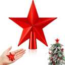 Hanaive Valentines Tree Topper Mini Star Small Treetop for Christmas Tree Star Ornaments Decorative for Home Xmas Holiday Party(Red,2.36 Inch,Plated)