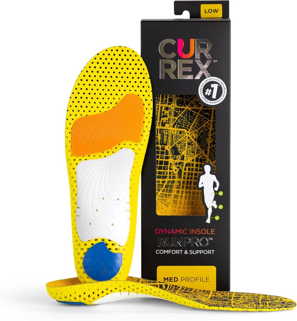 CURREX RunPro Insoles for Running Shoes, Arch Support Inserts to Help Reduce Fatigue, Prevent Injuries, Boost Performance for Men & Women (Medium Arch, S (Mens 5-6.5 / Womens 6.5-8))