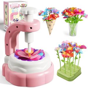 Fabric Flower Bouquets Toys,Arts & Crafts for 4 5 6 7 9 Year Toddler Girl, DIY Craft Kits Toys for Kids - Flowers Market Toy, Build Your Flower Bouquet, , Educational Activity Preschool B-Day Gift (red)