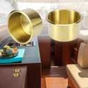 X AUTOHAUX 2pcs Stainless Steel Universal Cup Drink Holder Insert Replacement Gold Tone for Marine Boats RVs