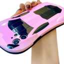 BONICI Men Women Creative Cool 3D Steric Sport Car Race Car Phone Case, Soft TPU Silicone Rubber Phone Cover Compatible with iPhone 17 Pro Max, Full Body Protection -Pink